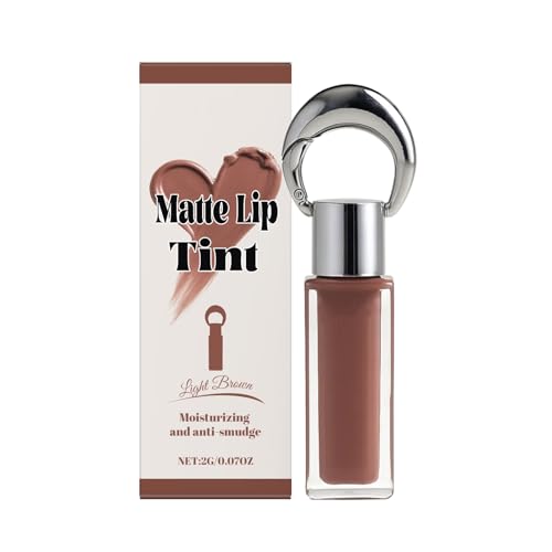 Labial líquido mate marrón oscuro, labial líquido mate nude marrón rojizo, color duradero 24 horas, fácil de usar, no pegajoso, maquillaje coreano no graso