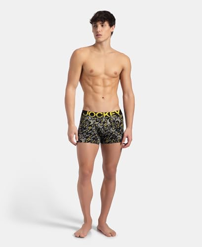 Image of Jockey FP23 Men's Super Combed Cotton Elastane Stretch Printed Trunk with Ultrasoft Waistband