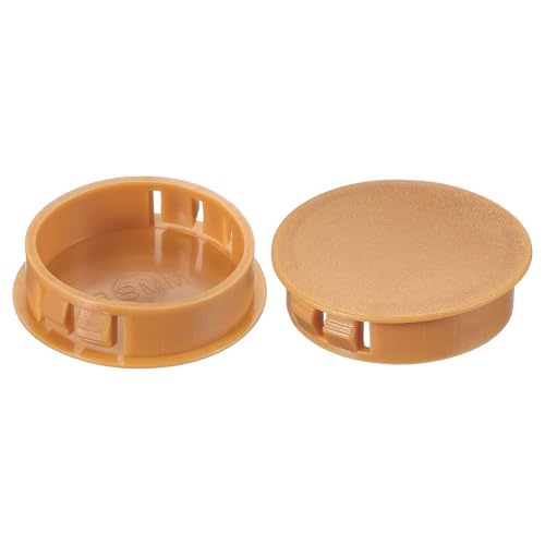 Image of PATIKIL 1.5 inch /38mm Plastic Hole Plugs, 20Pcs Flush Type Round Hole Plugs Cover Snap in Locking Hole Tube for Table Kitchen Cabinet Furniture, Orange-Yellow