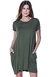 A+D Womens Short Sleeve Knit Dress W/ Side Pockets (S-3X)
