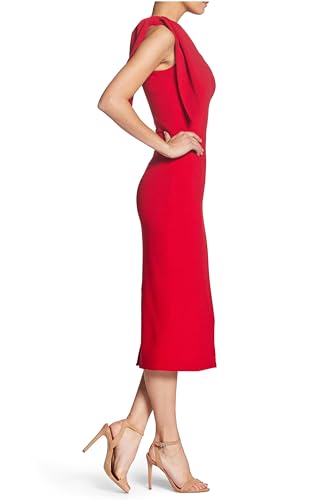 Image of Dress the Population Womens Tiffany One Shoulder Bow Detail Midi Sheath Dress