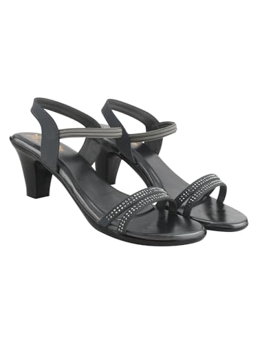 Image of Shoetopia Women's Stylish Heeled Sandals with Strap & Studded Detailing - Comfortable Party & Casual Footwear