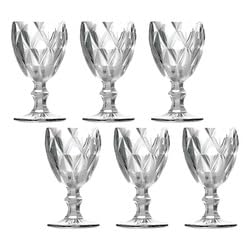 Jogo de 6 Taças de Vidro Diamond Transparente 340 ML