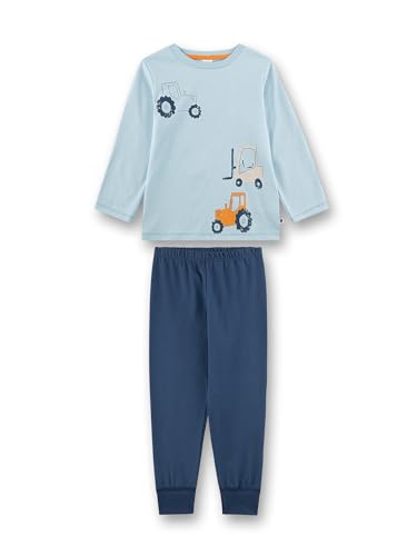 Sanetta Jungen-Schlafanzug lang blau Traktor | Hochwertiger und bequemer Schlafanzug aus Baumwolle für Jungen.