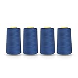 Realm Overlocking Sewing Machine Polyester Thread x Four 5000 Yards Cones White Black Natural Navy Red Grey (Royal Blue)