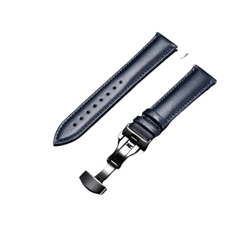 YINGO �\�t�g���U�[�E�H�b�`�o���h�A�X�e�����X�X�`�[�������������o�b�N���A18mm�A20mm�A22mm�A24mm�X�g���b�v�A�O���[���A�u���[�A���b�h(Blue-black,22mm)