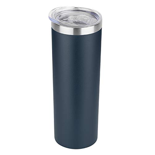 HASLE OUTFITTERS 20 oz Skinny Tumbler, Stainless Steel Insulated Slim Tumbler with Lid, Reusable Double Wall Travel Coffee Mug, Durable Powder Coated Travel Water Cup(Navy, 1)