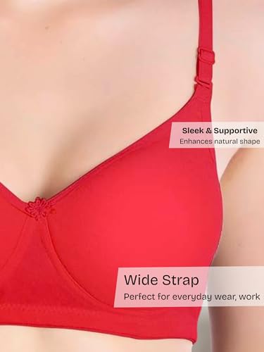 Image of Women's Bra Pack of 3 - Lightly-Padded Cotton Blend Bra Everyday Comfort Innerwear