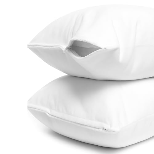 Image of The Maximus Waterproof & Dustproof Terry Cotton Pillow Protector Standard Size Set of 2, White (18 inch x28 inch)