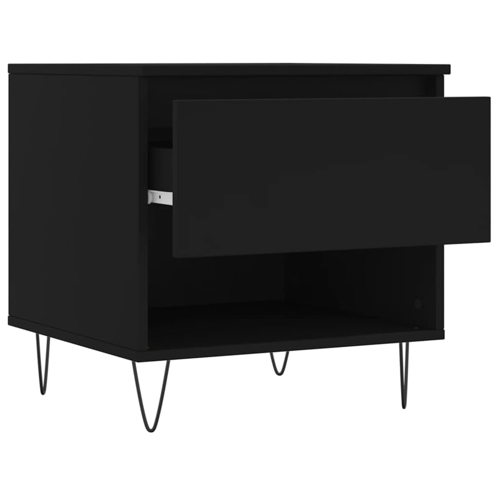 Homgoday Tavolino da caffè nero 50 x 46 x 50 cm, in legno ingegnerizzato, tavolino da tè per soggiorno, sala ricevimenti degli ospiti, camera da letto e ufficio, tipo 3