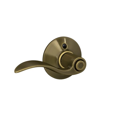Image of Schlage F40 ACC 609 Accent Door Lever, Bed & Bath Privacy Lock, Antique Brass