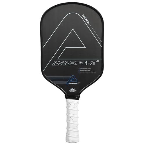 AMA SPORT Carbon Fiber Pickleball Paddle USAPA Approved Pickleball Paddles Friction Textured Surface Pickleball Racket Polypropylene Honeycomb Core with Anti-Slip Sweat-Absorbing Grip (Kronos Blue)