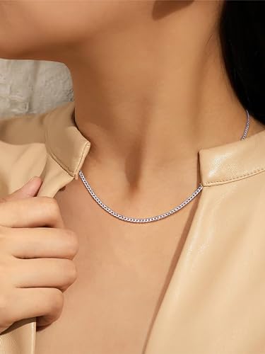 PROSTEEL 925 Sterling Silver Cuban Link Chain Necklace for Men, Dainty Figaro Chains, Solid & Shiny, 3mm/5mm, 14-28 inch, Come with Box2