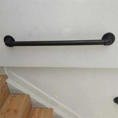 ULOVEJOY 黒い工業用パイプ錬鉄製手すり 安全滑り止め階段手すり 浴室トイレ階段屋内および屋外手すりに適しています (100cm)