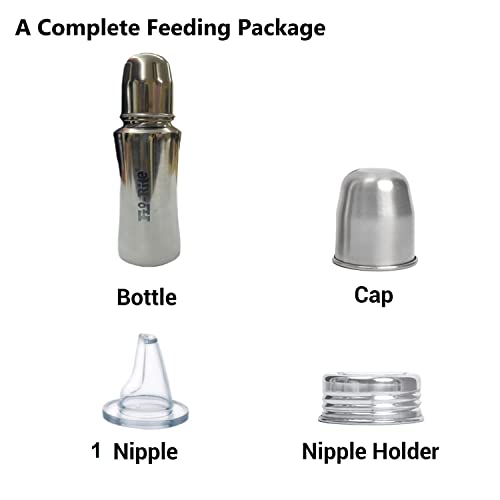 Image of Florite Baby 304 Stainless Steel Feeding Bottle with LSR Spout and ML Marking 240 ml