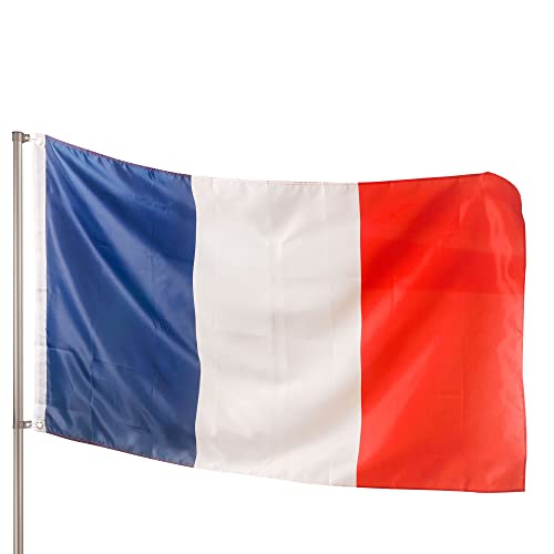 PHENO FLAGS Drapeaux France premium 100% recyclé 90x150cm - Drapeaux décoratifs d'extérieur avec œillets métalliques & technique de scellement spéciale - Drapeau français doublement ourlé Cover
