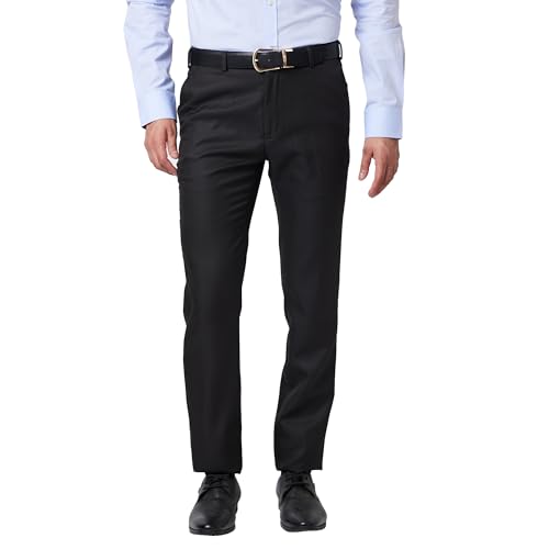 Image of Raymond Slim Fit Poly Viscose Blend Structure Pattern Flat Front Formal Trouser
