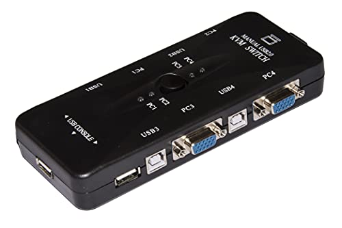 Link lkkwm4 Switch KVM para 4 pc USB/VGA con 1 ratón, 1 Teclado USB y 1 Monitor VGA con Cables incluidos