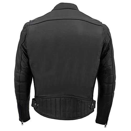 Image of Milwaukee Leather Men's Black Cowhide Quilted Pattern Scooter Style Racing Jacket MLM1545