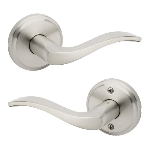 Weiser Sedona Satin Nickel Door Handle, Reversible Passage Lever, Interior Door Handles for Hall and Closet Door, Non-Locking Hall/Closet Door Handles, Transitional Home Décor by Weiser - Used condition - CA$21.32