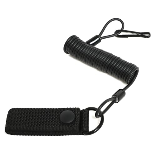 TACNEX Pistol Coil Lanyard Duty Belt Keepers w/D Ring MOLLE Key Holder Secure Spring Sling Metal Clip Marine Police Law Enforcement Security 1 PCS