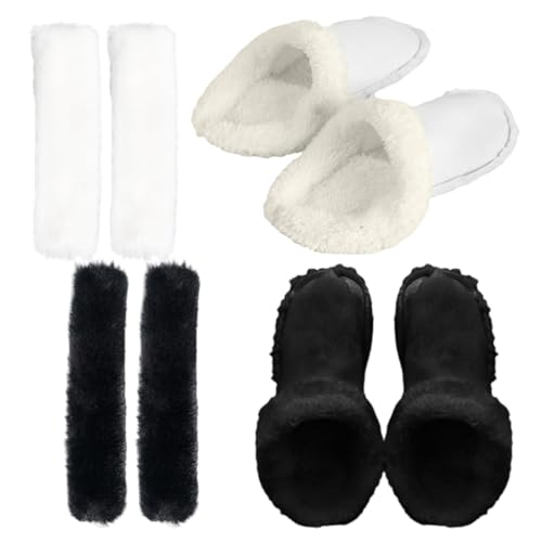 毛皮のような靴ライナー、毛皮のようなインサート靴ライナー - シューズライナー 2 組、シューズバンドカバー付き | 取り外して洗える靴の中敷き、冬用ハウススリッパインサート