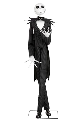 Gemmy Nightmare Before Christmas Jack Skellington 6ft Animatronic Decoration | Pumpkin King Halloween Skeleton Black
