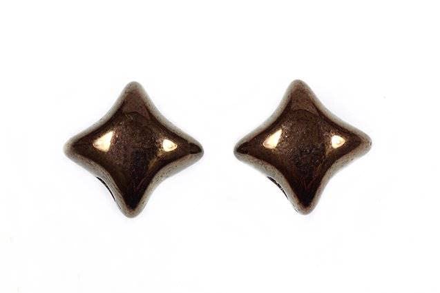 Wibeduo 300 szt. 2-otworowy krzyż z perłami 8 x 8 mm, czarny mosiądz (23980-90215), czeskie szkło kryształowe, Czechy 11109036 opakowanie hurtowe WibeDuo 2-otworowe koraliki Star Cross