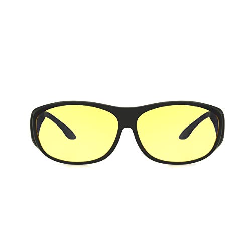 Dioptics Haven Meridian Fits Over Sunglasses Polarized Rectangular, Black/Night Driver Lens, 57 mm2