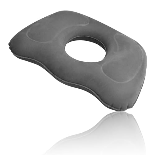 Aufblasbares Donut-Kissen, Orthopädisches Sitzkissen, Büro-Sesshaft, Nach op, Sitzkissen Rund, Ergonomisches Ringkissen, Hämorrhoiden-Dekubitus-Steißbein-Entlastungs-Sitzring Hemoridenkisse (Grau)