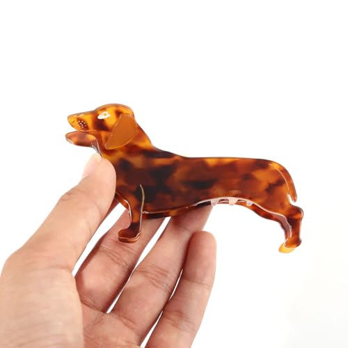 Dachshund Dog Hair Clips,Small Dog Hair Clips for Girls, Non-Slip Hair Catch Barrette Dachshund Hair Accessory Acetate for Woman