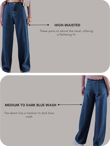 Image of GRECIILOOKS Baggy Jeans for Women | High Waist Wide Leg Stylish for Girls Trendy Women's Pant | Loose Jean for Women's | Jean for Womens