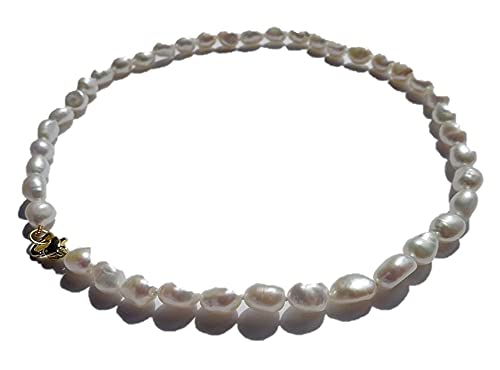 Collier perle de culture d'eau douce blanche véritable fait main