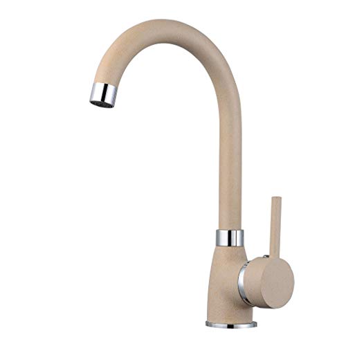 ZXC Moderne Hochdruck Schwanenhals Küchen Armatur Einhebel Mischbatterie Wasserhahn schwenkbar in Granit Beige