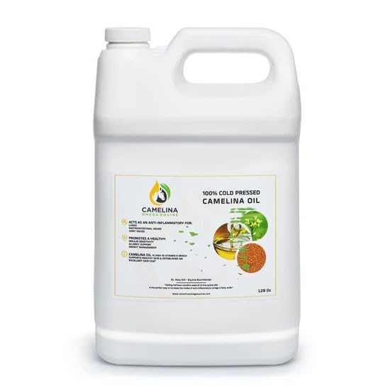 Camelina 100% Cold Pressed Equine Oil 128 fl oz Made in USA