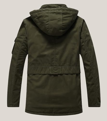 Image of L'MONTE Men's Imported Heavy-Duty Winter Jacket - 100% Cotton Coat with Fleece Lining, Detachable Hood & Multiple Pockets - Windproof, Warm, Stylish for Outdoor & Casual Winter Wear
