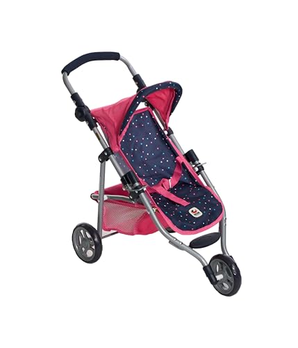 Bayer Chic 2000 Lola Doll's Buggy, Jogging Pram for Dolls Up to Approx. 50 cm, Confetti Pink