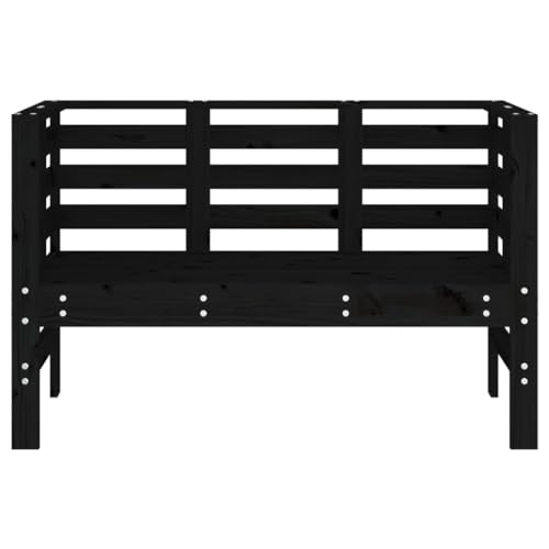Banco de jardín negro 111,5 cm de madera de pino con respaldo 5