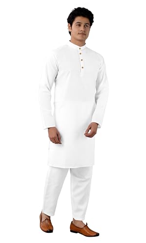 Chandrakala Men's Tunic Cotton Kurta Pajama Set Indian Casual Yoga Dress (MK101)2