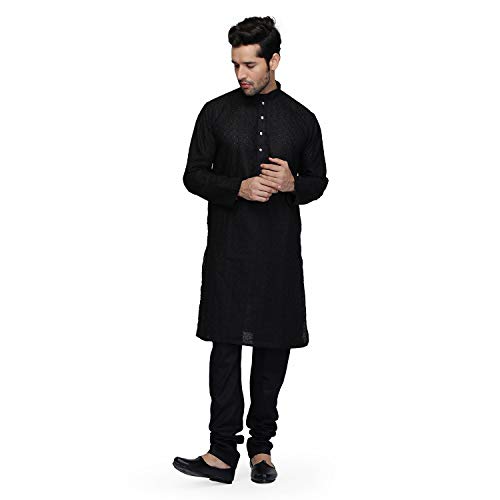Image of Royal Kurta Men's Cotton Lucknowi Chikan Kurta Pyjama Set ()
