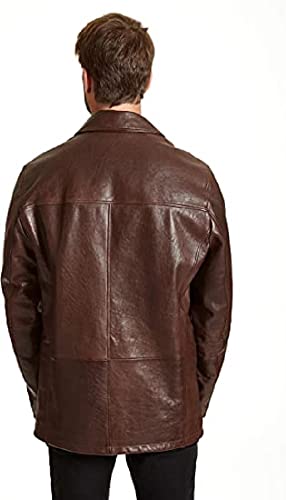 Image of Men's Big and Tall Four-button Lambskin Leather Car Coat