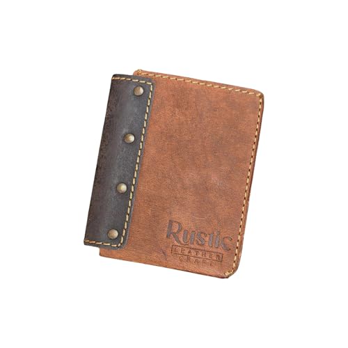 Image of Full Grain Leather Wallet for Men - Slim Card & Cash Holder with Easy Card Pull Strap, ID Window, Minimalist Brown Bifold