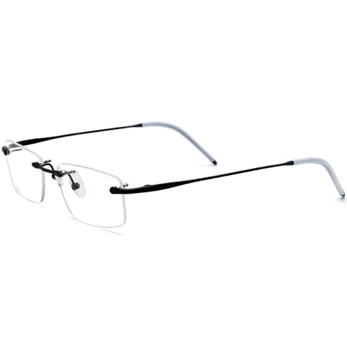 Image of Titanium Glasses Frame,Rimless Optical Eyewear Eyeglasses for Men and Women