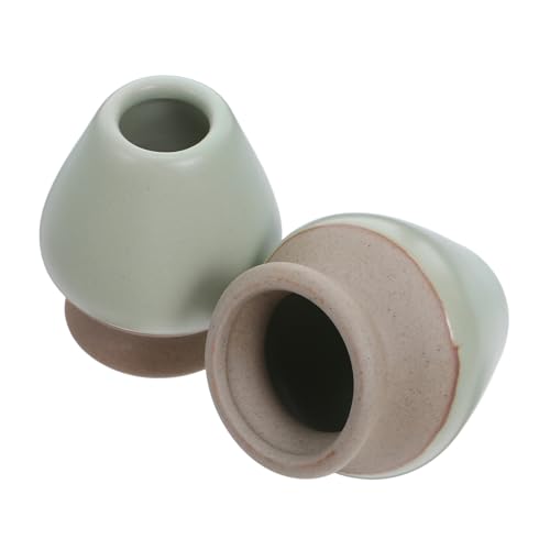 POPETPOP 2個抹茶茶筅架 製 伝統的な茶用 茶筅ホルダー 滑り止め付き 茶道具 保管と乾燥に お手入れ簡単 上品な緑色