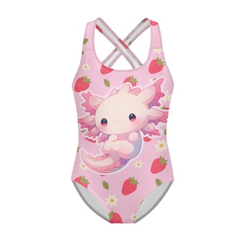 Image of Girls One Piece Swimsuits Teens Sleeveless Back Cross Strap Bathing Suit Kids Quick Dry Cute Beach Swimwear(5-14)