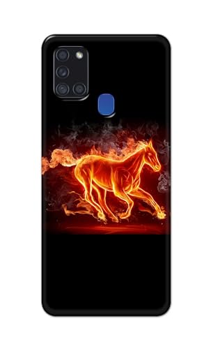 Image of PRINTFIDAA Printed Hard Back Cover Case for Samsung Galaxy A21s Back Cover (Fiery Horse) -112
