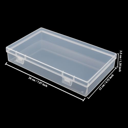 Image of 4 Pack Rectangular Clear Plastic Storage Containers | 7.87 x 4.72 x 1.38 inch, Hinged Lid, For Beads and Small Craft Items