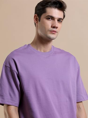 Image of Men's 240 GSM Cotton Oversized Tee - Heavyweight Bio-Washed Fabric | Premium Street Style | Super Soft, Thick & Breathable T-Shirt