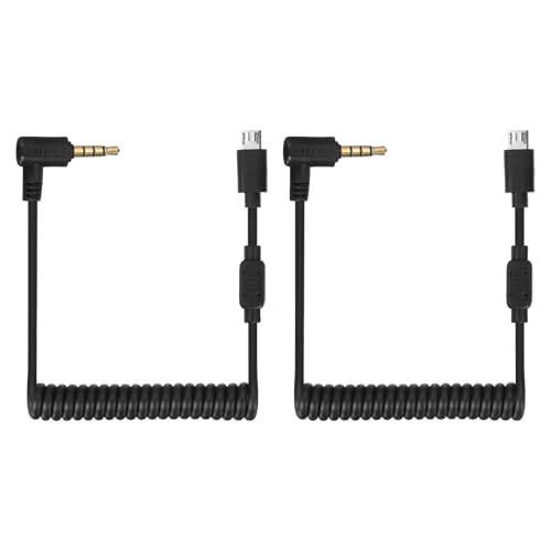 QUARKZMAN 2 Cavi PC Sync Flash Da 3mm A Maschio, Cavo Di Sincronizzazione Flash Plug A Maschio Con Cavo A Spirale E Blocco A Vite 2.5mm(3P) A MICRO(5P) Adatto