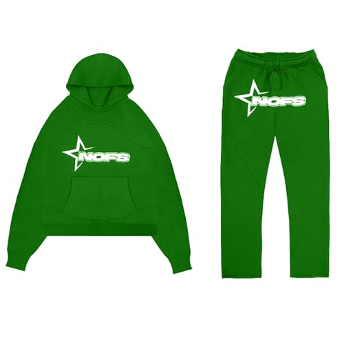 Tuta da jogging da uomo e da donna, comoda tuta in cotone, set streetwear, felpa e pantaloni con polsini, per sport e tempo libero, Verde#8, XL